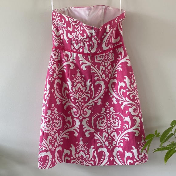 European Strapless Sundress Size 4.Lilly Pulitzer Style.Pink/White Great detail. - Picture 3 of 8